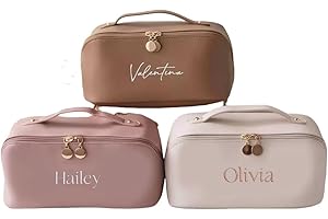 Embroidered Small Leather Bags for Women & Bridesmaid Gifts, Large Capacity Cosmetic Bag Makeup Organizer