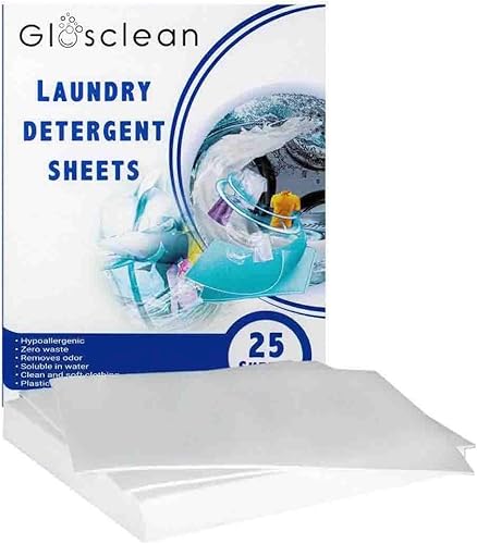 Hojas de detergente para ropa – 50 tiras (25 hojas) | Jabón de lavandería de viaje sin plástico respetuoso con el medio ambiente