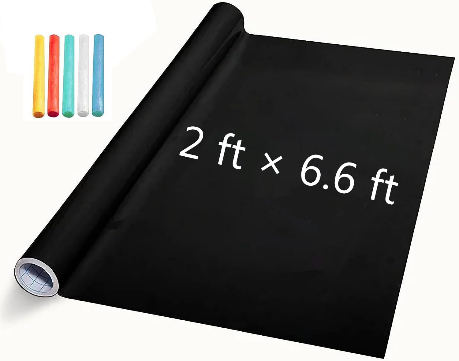 Chalk Board Contact Paper Wall Sticker 2 ft. x 6.6 ft. DIY Adhesive Blackboard, Removable Vinyl Decal Chalkboard Wallpaper Peel and Stick, with Bonus 5 Chalks (1 Roll 2ft.x6.6ft.)