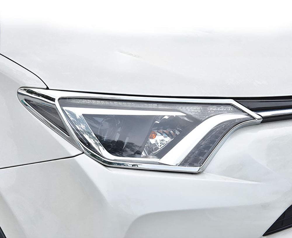 Kadore for 2016 2017 2018 Toyota RAV4 Chrome Front Headlight Lamps Cover Trim Bezels 2PCS/Set
