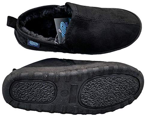 Pantuflas para hombre para fascitis plantar con soporte de arco e inserciones ortopédicas de longitud completa. Cómodas y de apoyo. Fáciles de poner. Color negro., Black, 42 1/3 EU