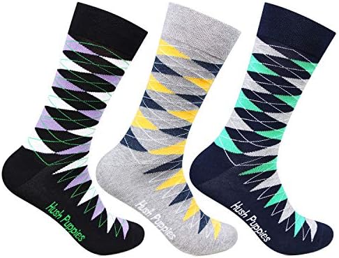 Hush Puppies Men's Calf Length Cotton Socks (BROHPM-01A-PO3_Multicolor_Free Size_Multicolor)