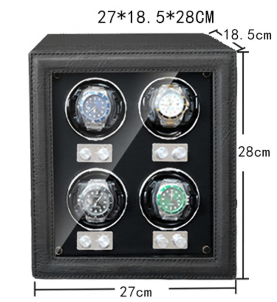 Caricatore Automatico per 2, 4 o 6 Orologi in Pelle Nera con Motivo Coccodrillo, con Motore Silenzioso, Scatola espositiva per Orologi da Polso da Uomo e da Donna, 4+0, 4，4+0