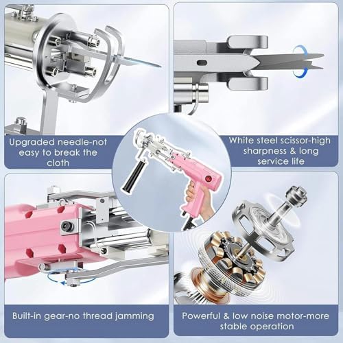 Tufting Gun for Rug Making, Electric Carpet Tufting Kit, Cut & Loop Pile Carpet Gun - Complete Starter Set for DIY Rug Projects