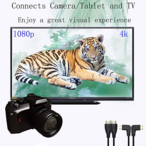 Mini-HDMI-zu-HDMI-Kabel, Mini-HDMI-Stecker, 90 Grad, links und rechts auf HDMI-Stecker, 50,8 cm, 2 Stück - Image 8