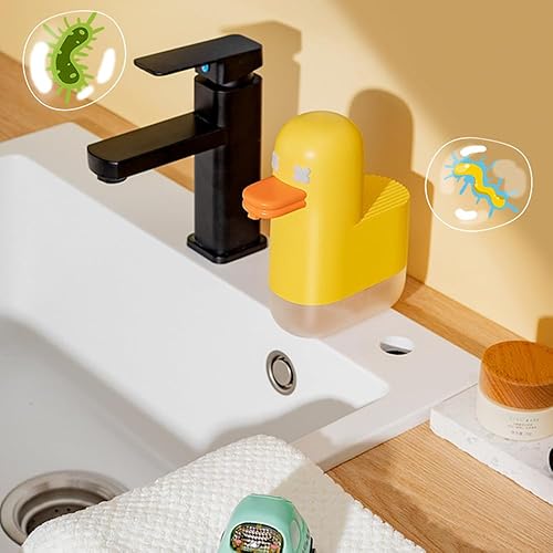 Miniatura 3 de Dispensador de jabón para niños, dispensador automático de jabón de manos con espuma de pato amarillo, impermeable, recargable por USB,