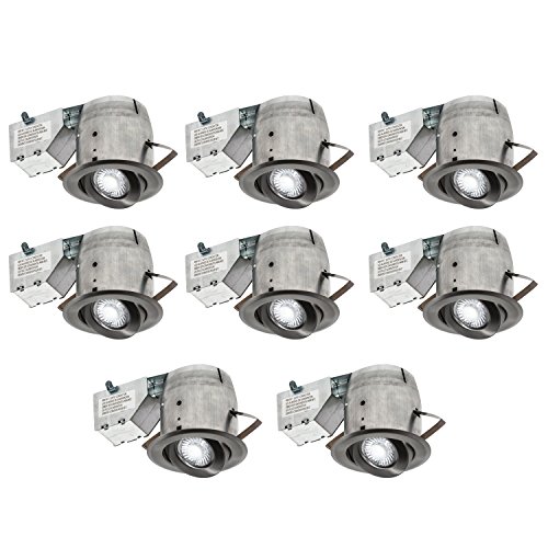 Nadair CP378L-GU8BN Swivel Dimmable Downlight Spotlight Recessed Light Energy Star Complete Kit Contractor's Deal, 8 x Led Gu10 550 Lumens Lightbulb (50W Equivalent), Ic Rated, 4 inch, White, 8 Pack