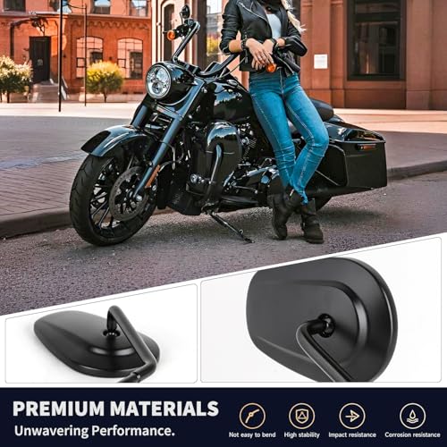 Image of Motorcycle Mirror,10mm Motorbike Rear View Mirror Irregular Shape Compatible with Harley Street Glide Electra Glide Road King Softail Touring Sportster and More (Black)