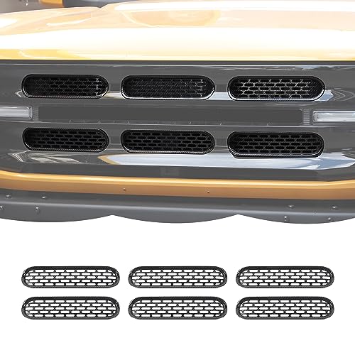 Image of Carbon Fiber Front Grille Mesh Inserts Trim Cover Grill Frame Decoration Exterior Accessories for Ford Bronco 2 Door 4 Door 2021 2022 2023