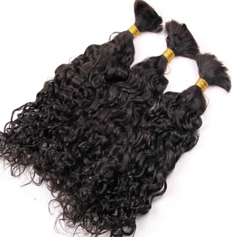 Bulk Human Hair for Braiding Water Wave 100% Unprocessed Brazilian No Weft Human Hair Curly 100g/Bundle 8 to 30 Inch Remy Hair Bulk(10Inch 1Bundle, Natural color)