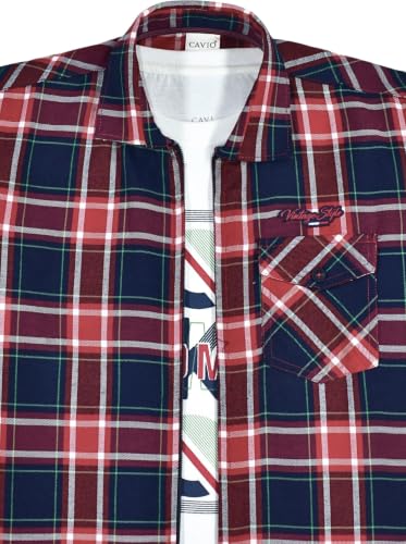 Image of CAVIO Boys Checkered Casual Dark Blue Regular Fit Shirt | Pack of 1 | I580028-P