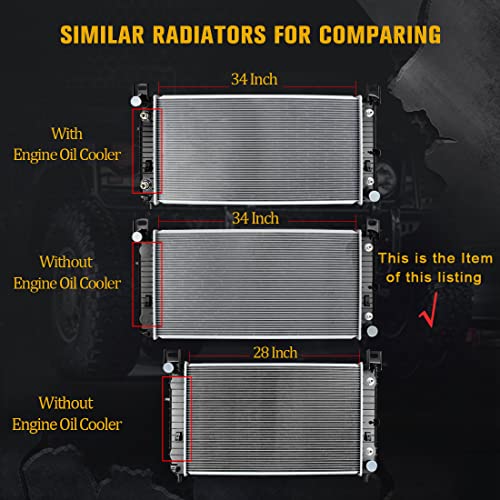 Image of DWVO 34 Inch Core Radiator Compatible with Chevy Silverado Suburban Tahoe Cadillac Avalanche Escalade GMC Yukon Sierra Hummer H2 4.3L 4.8L 5.3L 6.0L 6.2L DWRD1004