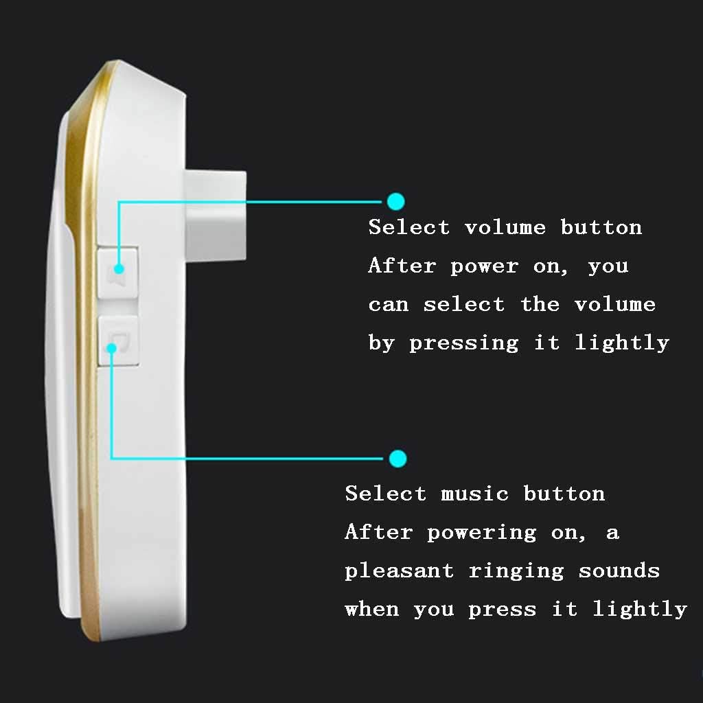Wireless Doorbell Waterproof, 300M Transmission Range Ac Wall Plug-in Cordless Doorbell, 1 Transmitter 4 Receivers, 36 Music Ringtones/Flashing Reminders / 4 Volume Levels,Gold,S,Gold