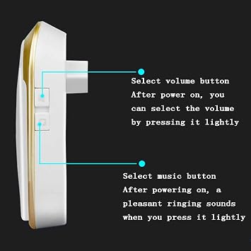 Wireless Doorbell Waterproof, 36 Music Ringtones 4 Volume Levels Flashing Light Remind Self-Powered Doorbell, 1 Transmitter 1 Receiver, 300M (984FT) Transmission Distance,Silver