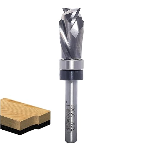 Broca de enrutador con rodamiento superior de compresión, vástago de 1/4, diámetro de corte de 1/2 pulgada, altura de corte de 1 pulgada, plantilla