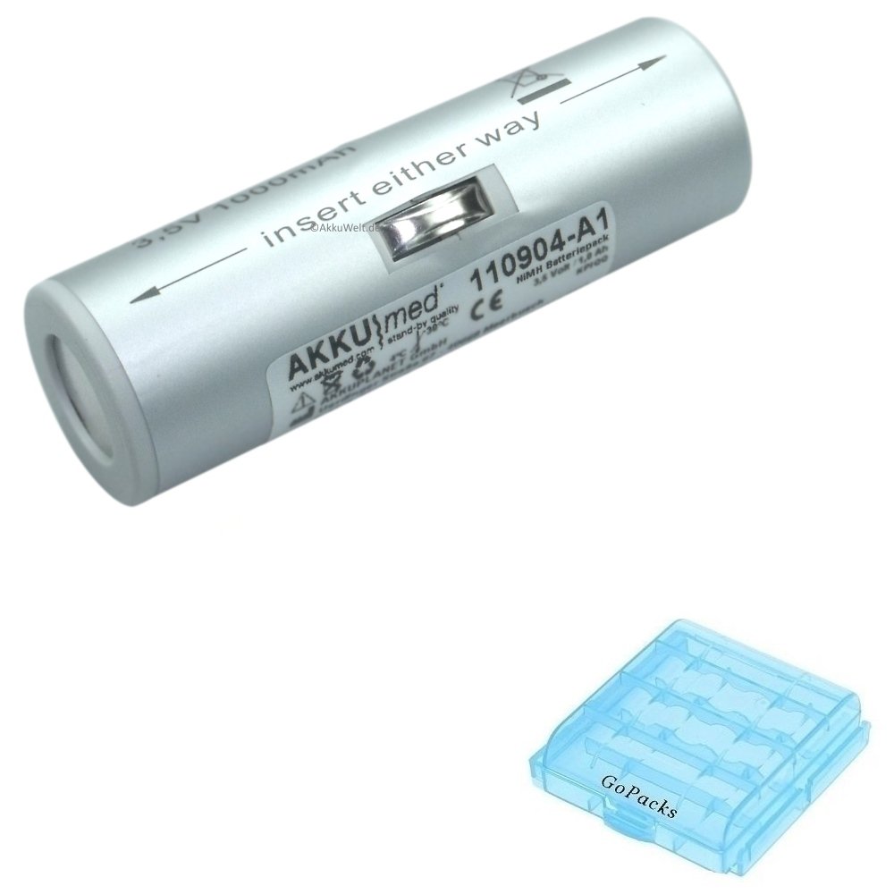 Original AKKUmed Ersatzakku für Heine X-02.99.382 X-02.99.380 X0299382 X0299380 X-002.99.382 + Akku/Batterie Box für 4X Micro/Mignon (AAA/AA) Zellen Accu Batterie Battery Bateria Akkubatterie