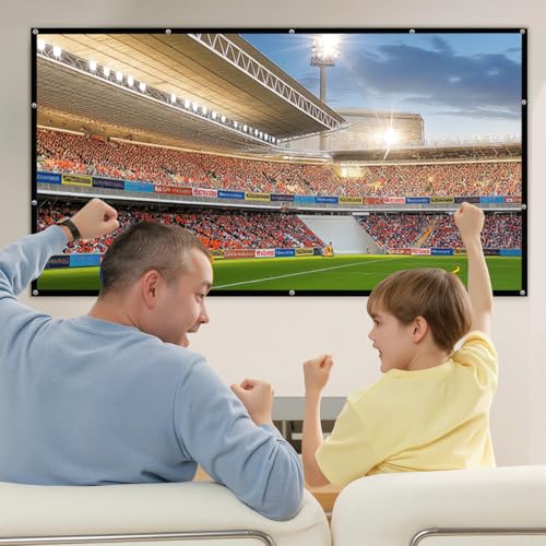 Tela de Projeção 100 Polegadas Dobrável, Compatível com 4K e 3D, Ângulo de Visão 179°, Fácil de Instalar com Kit Completo