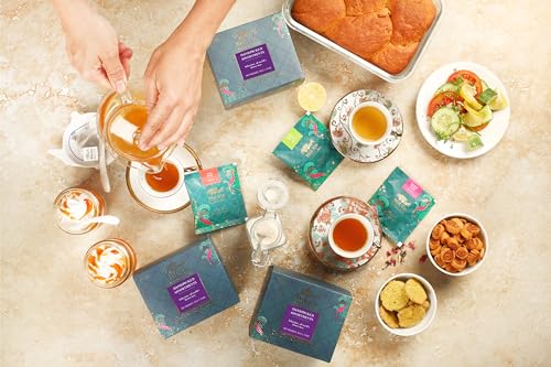 Image of TGL Co. The Good Life Company Natural Green Tea Sampler Box - 16 Assorted Bags: Kashmiri Kahwa, Mogo Mogo, Organic Green - 80 Grams