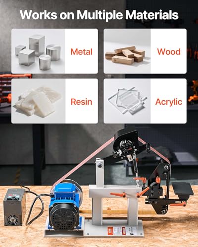 Image of VEVOR 1500W 2HP Belt Sander Grinder, 2 inch x 82 inch Variable Speed Belt Grinder for Metalworking, 3 in 1 Belt Sander Polisher with 3 Grinding Moulds & Flat Platen Tool Rest for Knife Making
