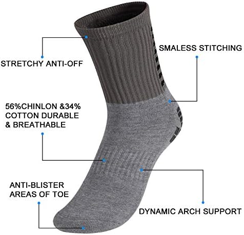 tiopeia 4 Pairs Anti-slip Sport Sock, Men's Athletic Socks Rubber Grip Football Socks for Football Basketball Baseball Yoga Runing Hiking Trekking