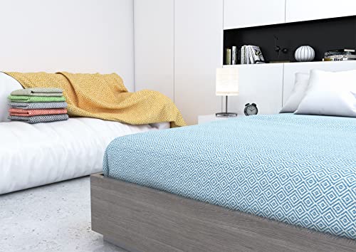 Estoralis NAPOLES | Colcha Multiusos de Diseño Moderno | Plaid para Cama y Sofá | Amarillo | Colcha/Cubresofa (170 x 260 cm. AnchoxAlto) | con Fleco
