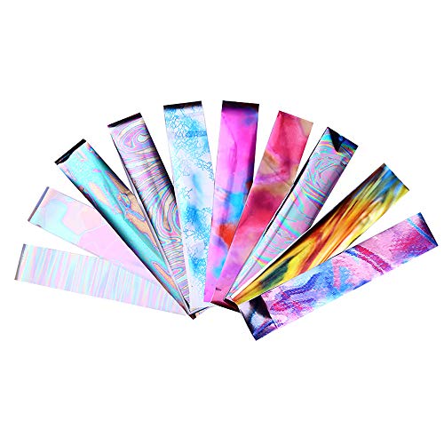 Wokoto 10 Rolls Holographic Nail Art Foil Stickers Tips Starry Sky Adhesive Nail Wraps Foil Transfer Manicure Decals Set (0.98Inchs*39.4Inchs) #TOP3
