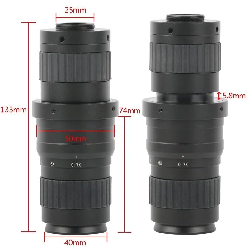 Microscope 200X 0.7X-5X Adjustable Magnification Zoom Monocular C Mount Lens 48MP 4K 1080P USB Video Microscope Camera 180mm