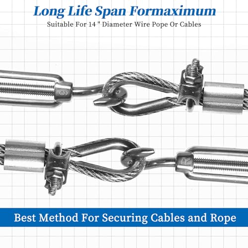 Styquenzer 583784_1_8ZCUB6XG Wire Rope Cable Clip, 1/4 Inch Wire Rope Clamp Cable Clamps Silver Thimble And Aluminum Crimping Loop Wire Rope Accessory Set thumb #3