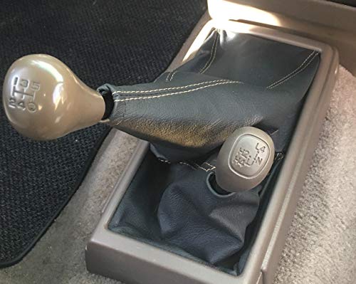 RedlineGoods Shift Boot - 4WD Compatible with Toyota Tacoma 1995-04. Tailor Made - not Universal. Genuine top-Grade Italian Gray Leather with Black Thread