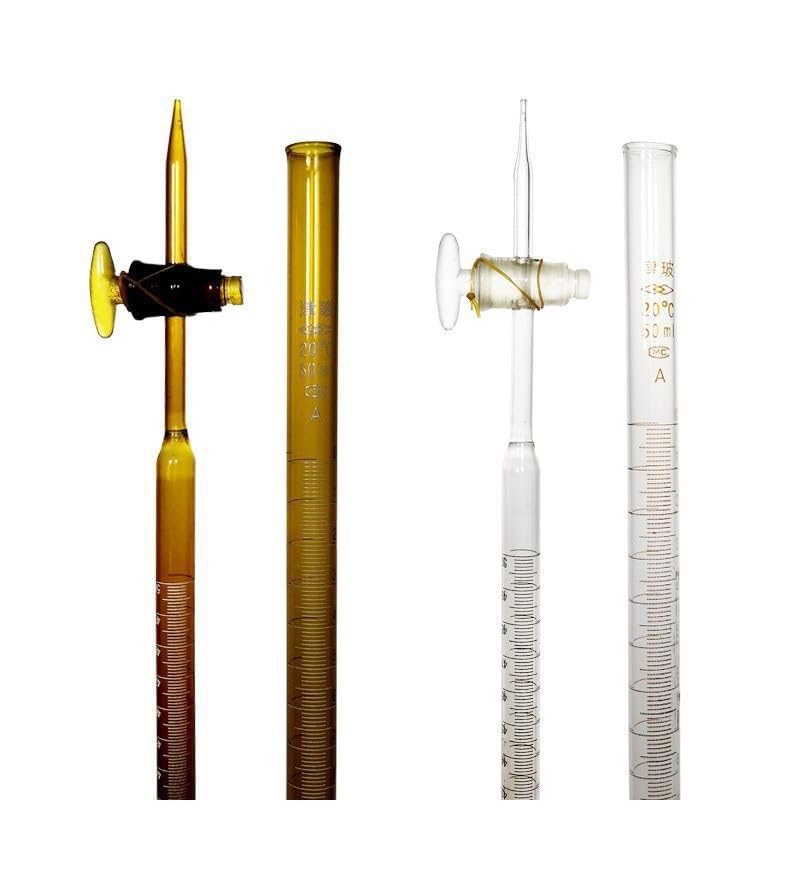 Klasse A Glasbürette mit PTFE-Hahn - Borosilikat 3.3 für Titration, 10ml 25ml 50ml 100ml(100ml PTFE alkaline/cidic)
