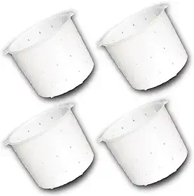 Forma para Queijo Minas Frescal e Ricota, Polietileno Branco, 1kg, 4 Unidades, 120x149x149mm, Com Tela Rígida e Furos