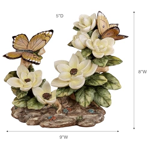 Escultura de Mesa Magnolia Blanca y Mariposa Amarilla miniatura 3