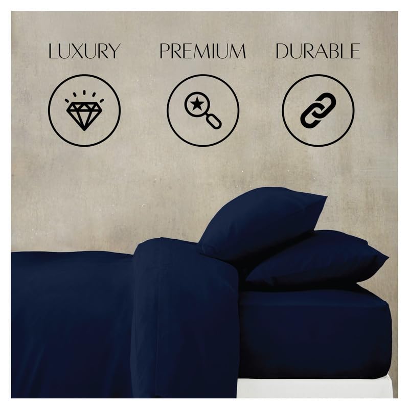Image of 1000 Thread Count 100% Egyptian Cotton Pillow Cases, Set of 2 Pillowcase, Long-Staple 100% Cotton Breathable, Soft Sateen Weave Bed Pillow Cover, 20 X 40 Inches Pillowcases Navy Blue King Size