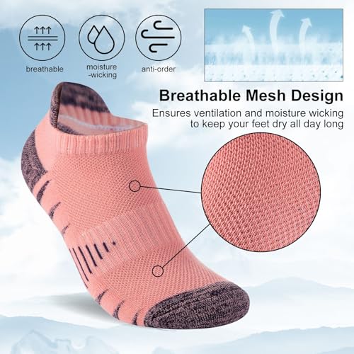 Womens Athletic Cushioned Ankle Socks Breathable Running Socks 6 Pairs2