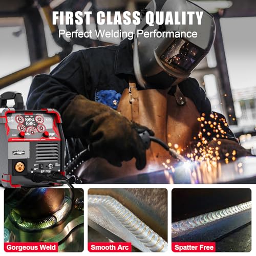 Image of AWT MIG Welder, 200Amp 8 in 1 Gas MIG /Gasless Flux Core MIG /Stick /Lift TIG /Spot Welding /Spool Gun Aluminum MIG Welder, 110 /220V Dual Voltage, Multi-Process Welding Machine With LED Digital Display