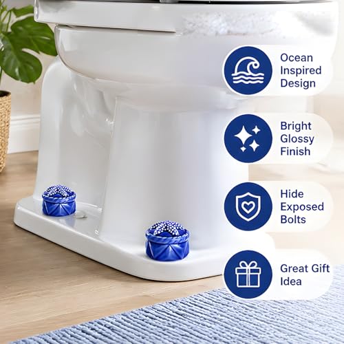 Cubiertas para pernos de inodoro con diseño de mar para decorar baños costeros 3