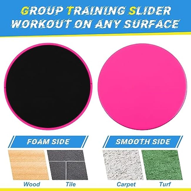 Jenaai 24 Pcs (12 Pairs) Core Sliders Exercise Glider Discs Bulk for Group Training Classes Fitness Slider for Working Out Dual Sided Core Gliding Discs AB Pads for Carpet Hardwood Floor