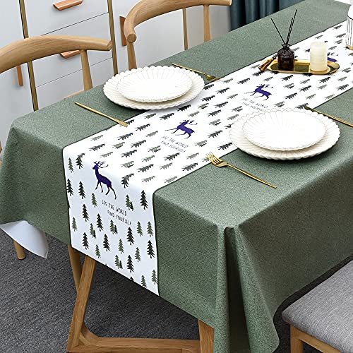 Plenmor Nappe de table rectangulaire en plastique PVC facile à nettoyer et imperméable pour cuisine, pique-nique, extérieur, intérieur (137 x 137 cm, cerf) Cover