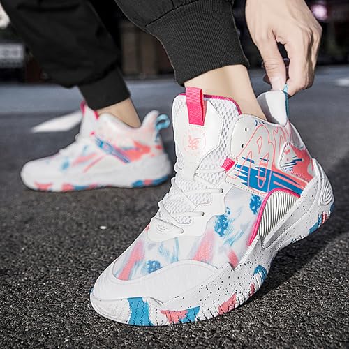 Image of Men's High-Top Basketball Shoes Anti-Slip and Wear-Resistant Soles Running Shoes Graffiti Design Fashionable Sports Shoes