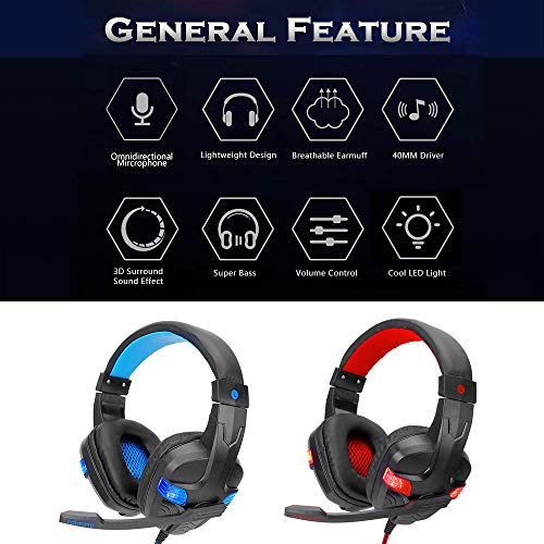 Andoer SY860MV Gaming Headset 3,5 mm com fio sobre a orelha Fone de ouvido com cancelamento de ruído