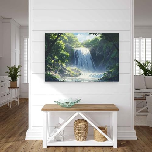 Toile murale abstraite de forêt cascade évocation nature apaisante - 4
