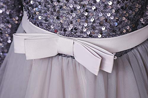 Sequins Flower Girls Lace Dress for Kids Wedding Bridesmaid Pageant Party Maxi Gown Irregular Puffy Tulle Dresses 3-14Y4