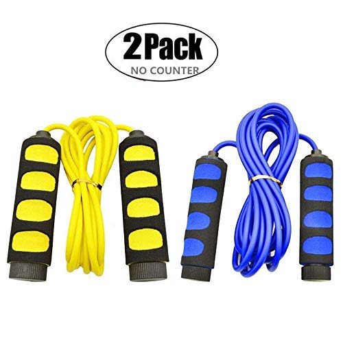 KINGSOO 2 Pack Speed Jump Rope for Kid, Adjustable Lightweight Skipping Rope