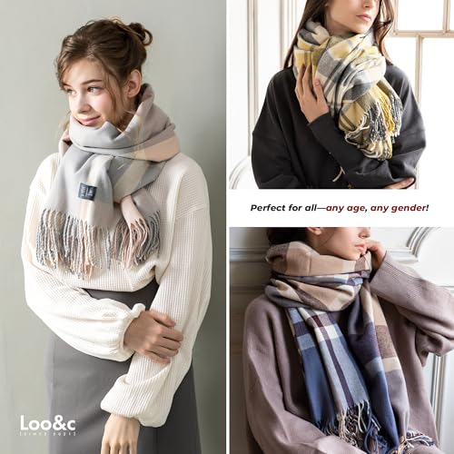 Men's Women's Winter Thick Large Chunky Scarf, Unisex, 100% Acrylic Plaid/Plain Pattern, Soft & Cozy Stole4