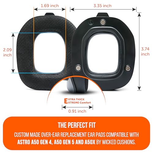 Image of WC Mod Kit A50 - Cooling Gel Earpads + Headband Replacement for Astro A50 Gen 4, Gen 5 & A50X by Wicked Cushions | Enhanced Comfort, Cooling & Durability | Black