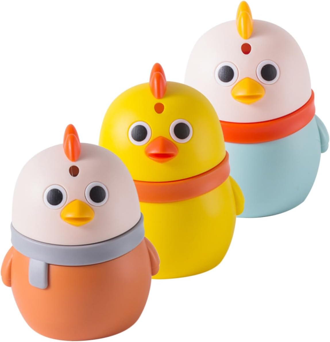 BESTYASH 3pcs Pressing Type Toothpick Holder Set Small Plastic Toothpick Dispensers with Cute Chick Design for Household and Dining Use