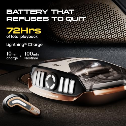 Image of GOBOULT Mustang Nitro Earbuds with 72H Playtime, Amp App Support, Quad Mic ENC, Dual Device Pairing Buds, 13mm Driver Ear Buds, Bluetooth 5.4 Wireless Earbuds Bronze 302