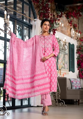 Image of MIRCHI FASHION Pure Cotton Women Straight Batik Printed Kurti Set with Dupatta and Pant