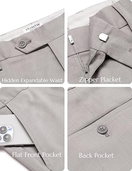 Image of CB-COLEBROOK Luxury PV Stretchable Classic Casual Pants for Men | Stylish Ankle Fit Men's Wear Premium Trousers for Office or Party | Mens Fashion Dress Trouser with 4 Pockets & Suit Pant's