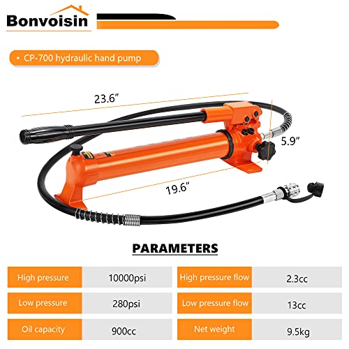Image of Bonvoisin 30T Hydraulic Cylinder Jack Porta Power Ram 2.13 inch Stroke Mini Multi-Section Lifting Cylinders with Hydraulic Hand Pump for Machinery Shipbuilding